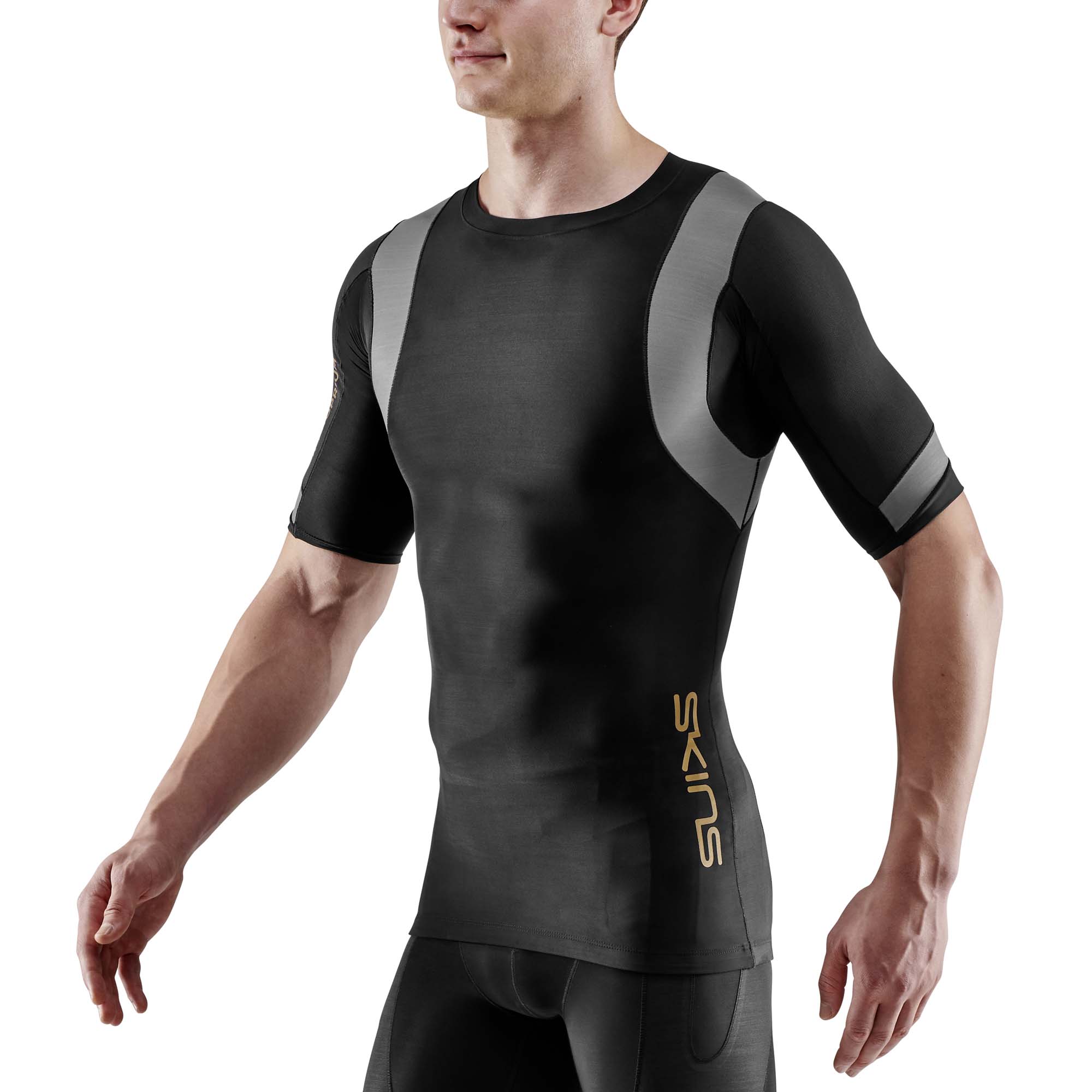 SKINS SERIES-5 K-Proprium Men's S/S Top Black/Smoke - Image 2