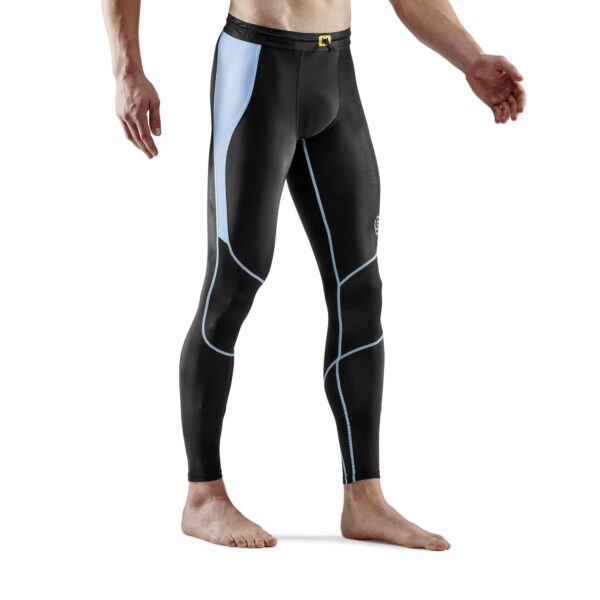 SKINS SERIES-3 Mens Long Tights Black/Retro Blue - Image 2