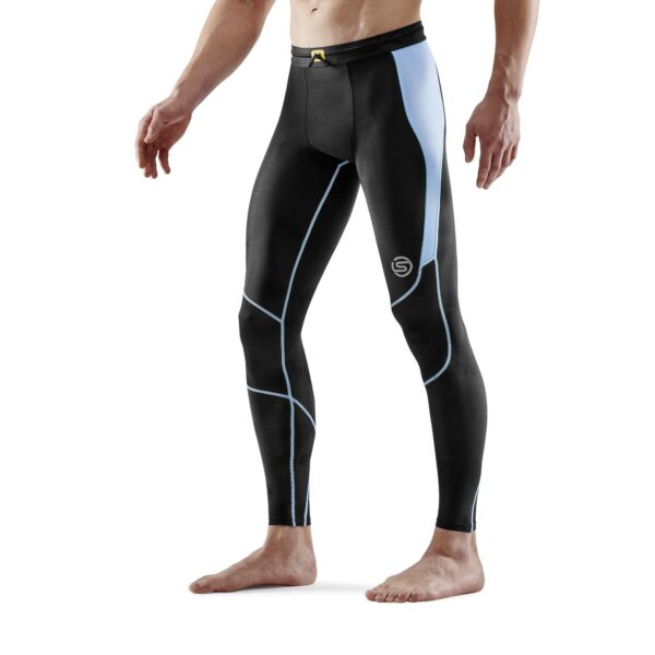 SKINS SERIES-3 Mens Long Tights Black/Retro Blue - Image 3