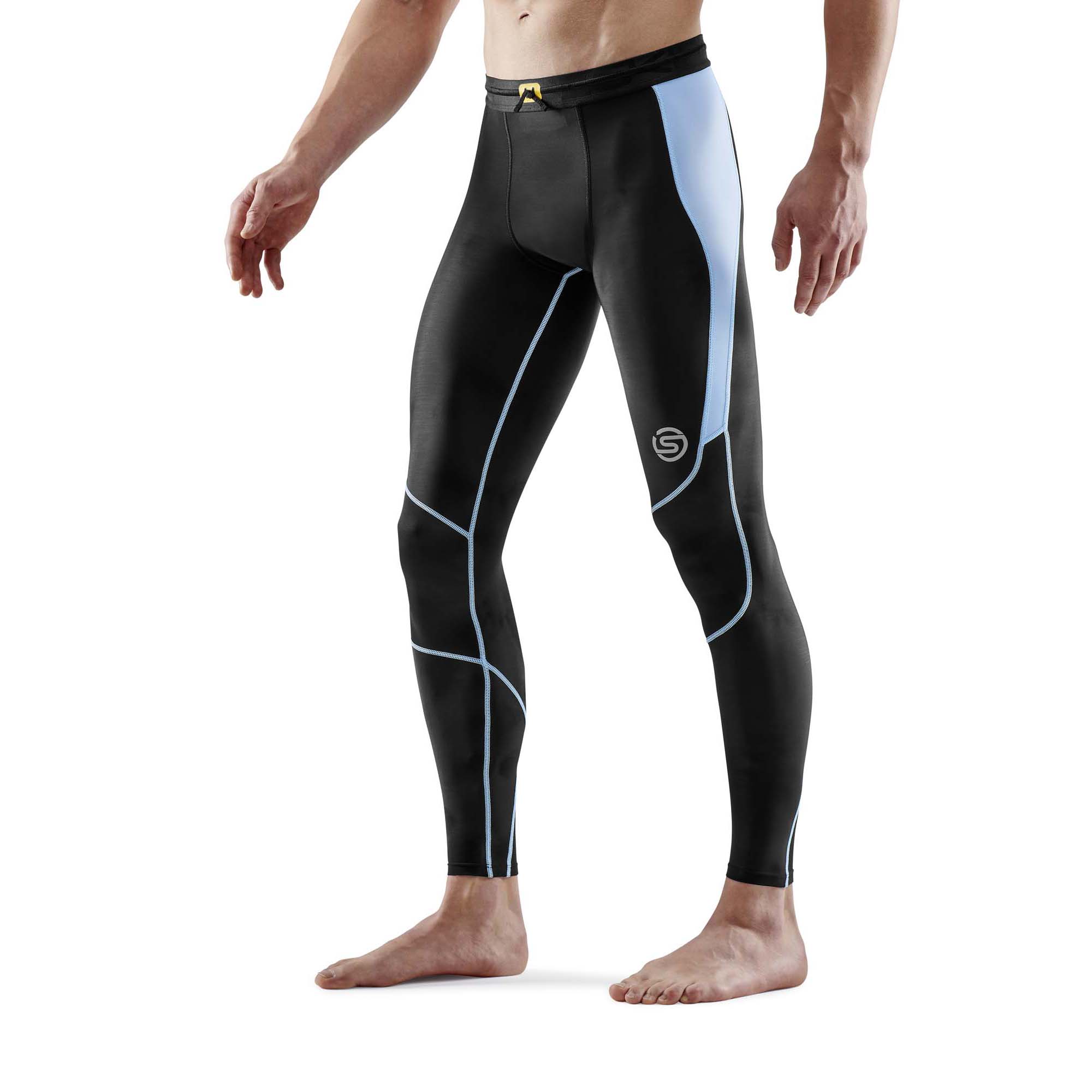 SKINS SERIES-3 Mens Long Tights Black/Retro Blue - Image 3