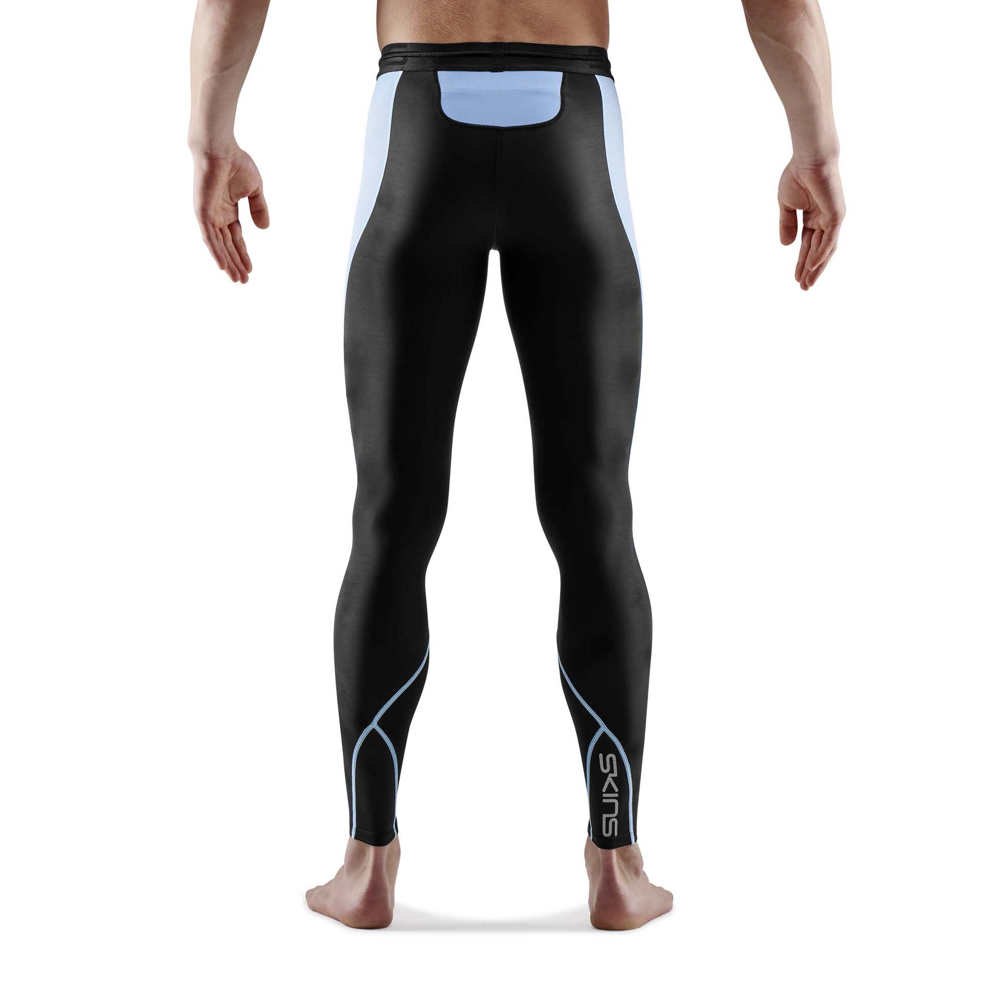 SKINS SERIES-3 Mens Long Tights Black/Retro Blue - Image 4