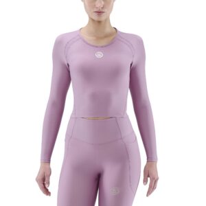 SKINS MOTION - Women's Cropped Long Sleeve Bra Top Dusky Orchid