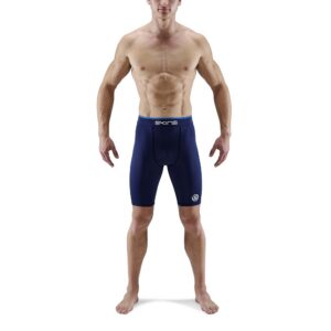 SKINS SERIES-1 MENS DOUBLE WAISTBAND HALF TIGHTS Navy Blue/Strong Blue