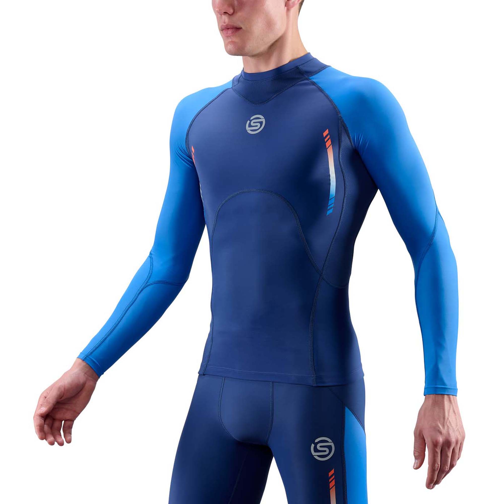 SKINS SERIES-3 Men's Long Sleeve Top Navy Peony/Victoria Blue - Image 3