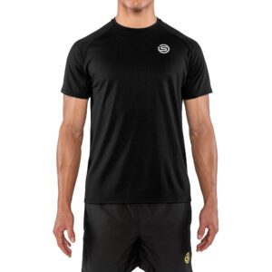 SKINS Activewear AUS - Men's Raglan Sleeves Polyester Tee Black