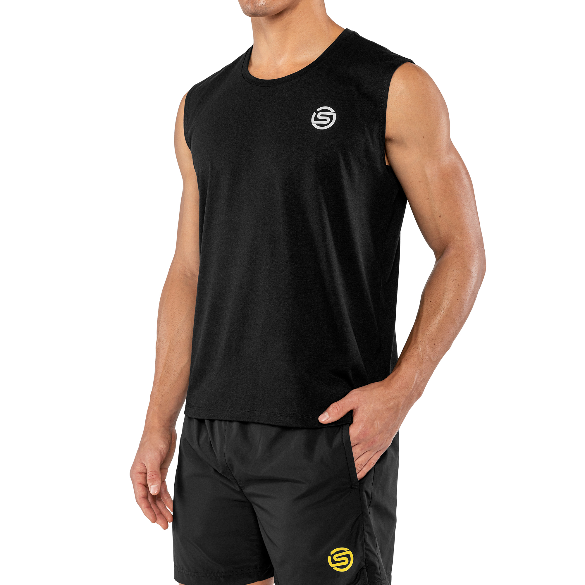 SKINS Activewear AUS - Men's Polyester Singlet Black - Image 3