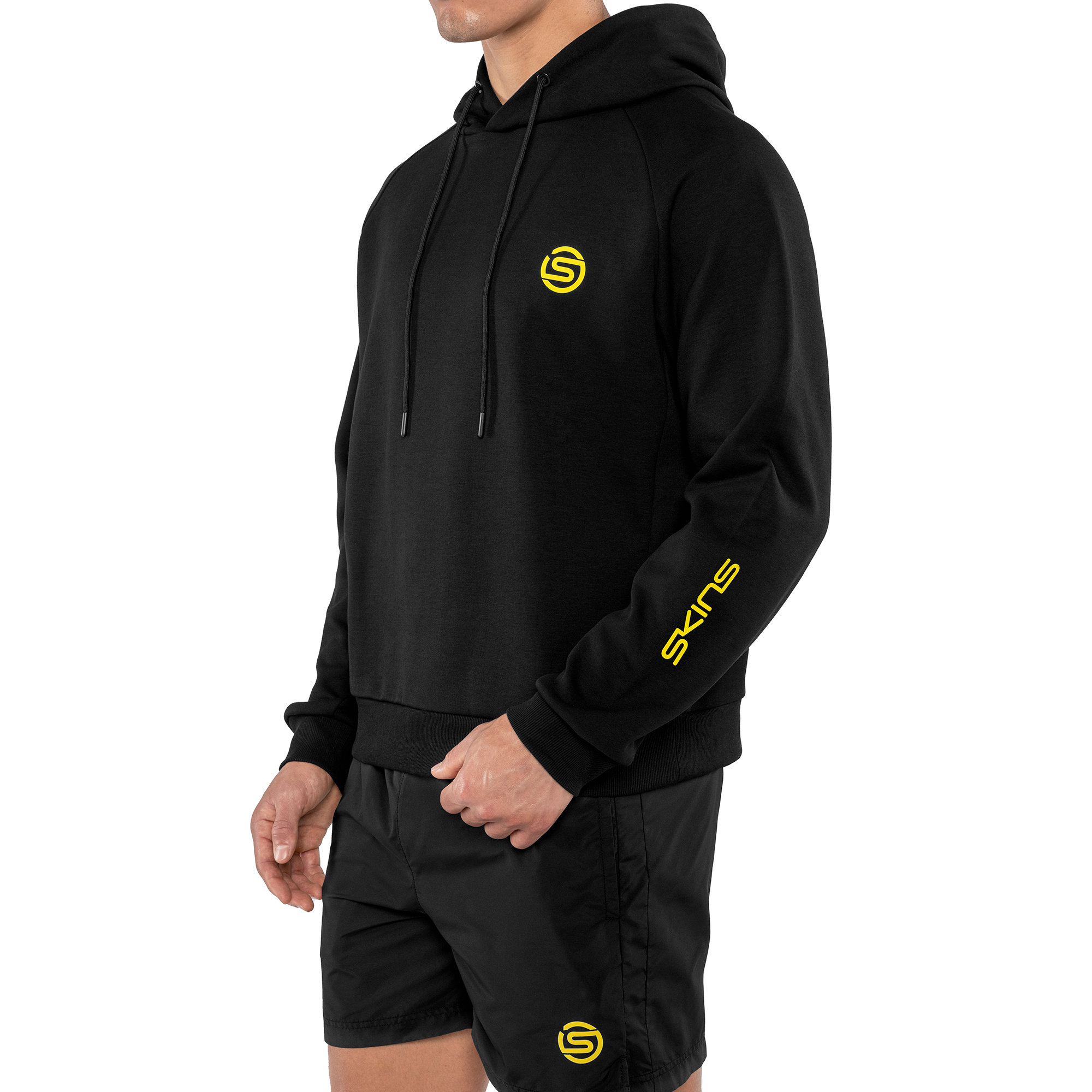 SKINS Activewear AUS - Men's Long Sleeves Interlock Hoodie Black - Image 3