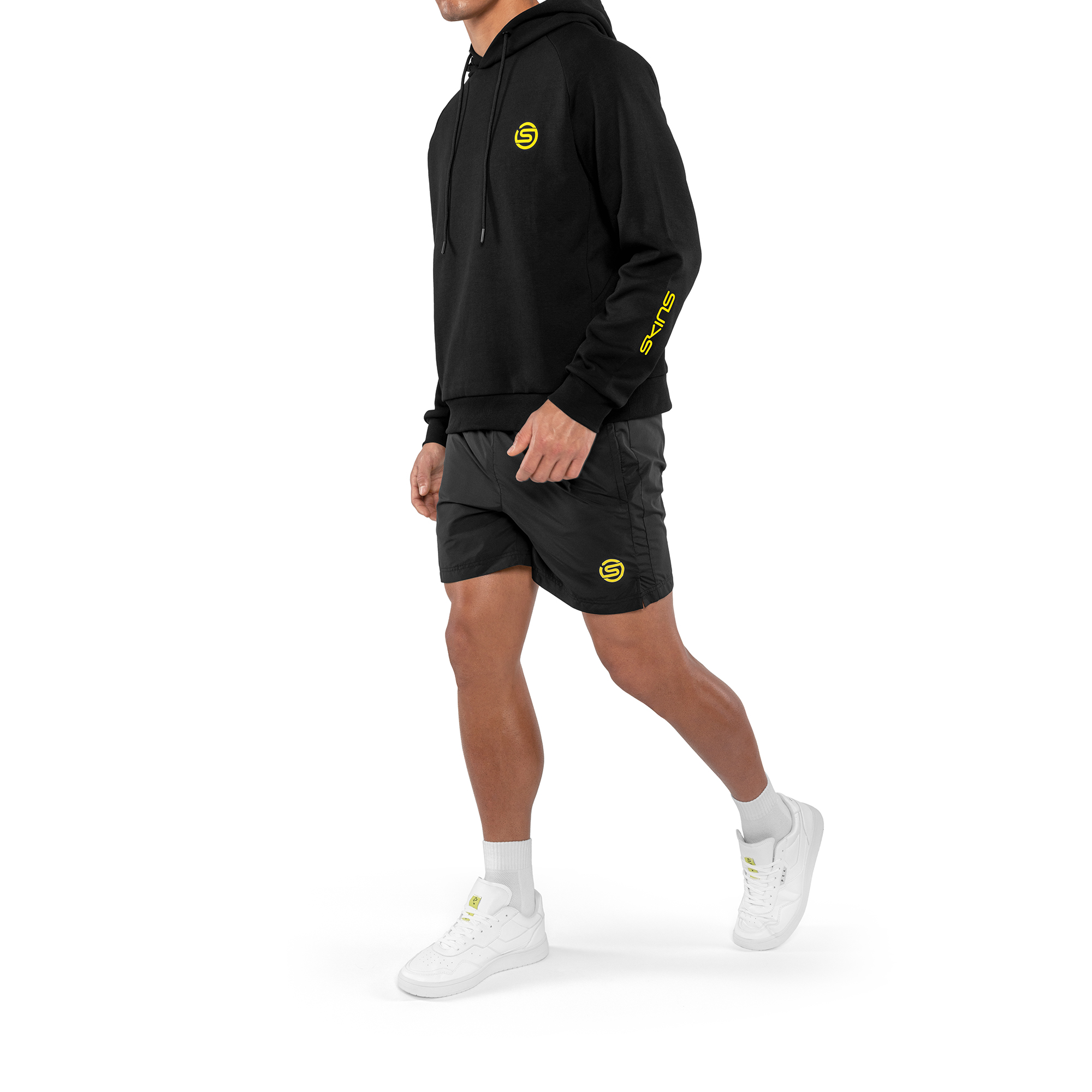 SKINS Activewear AUS - Men's Long Sleeves Interlock Hoodie Black - Image 4