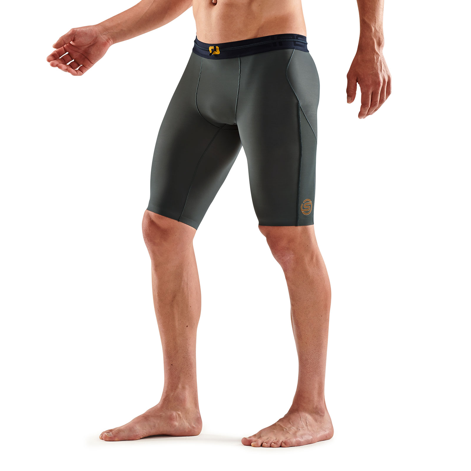 SKINS SERIES-5 MEN'S HALF TIGHTS GREY/BLUE - Image 3