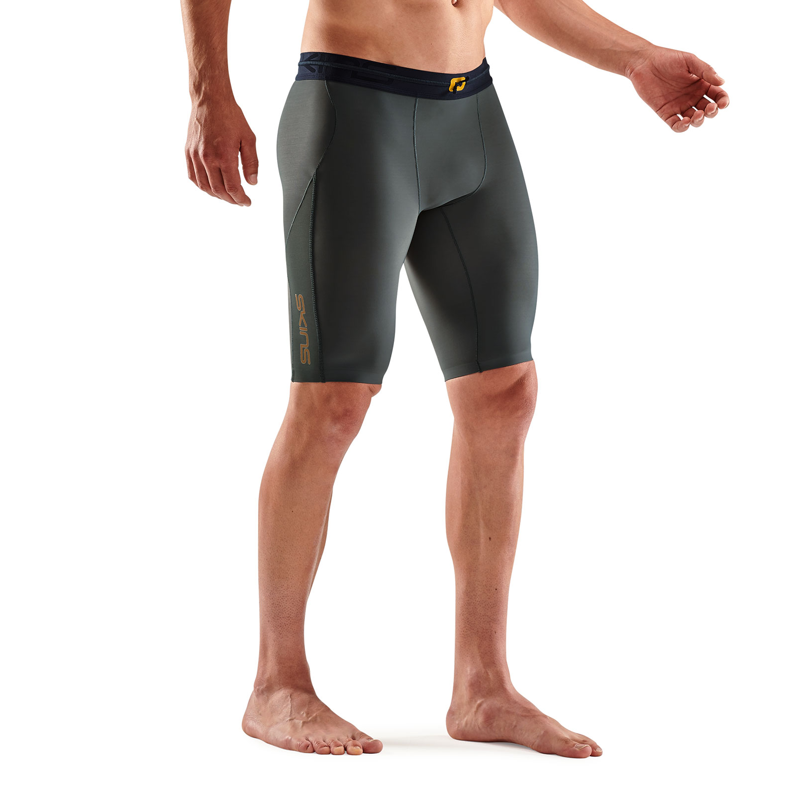 SKINS SERIES-5 MEN'S HALF TIGHTS GREY/BLUE - Image 4