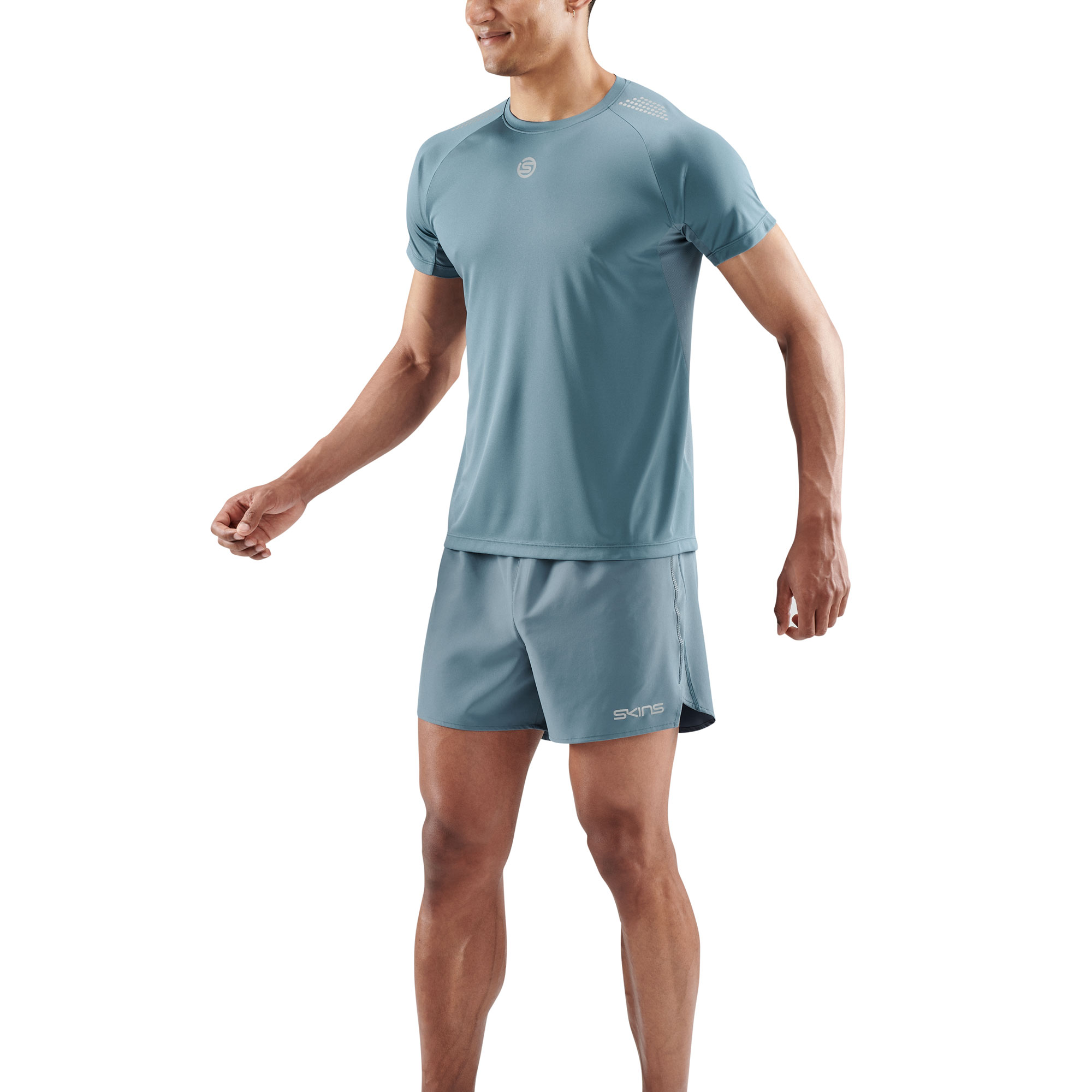 SKINS SERIES-3 MEN'S SHORT SLEEVE TOP BLUE GREY - Image 3