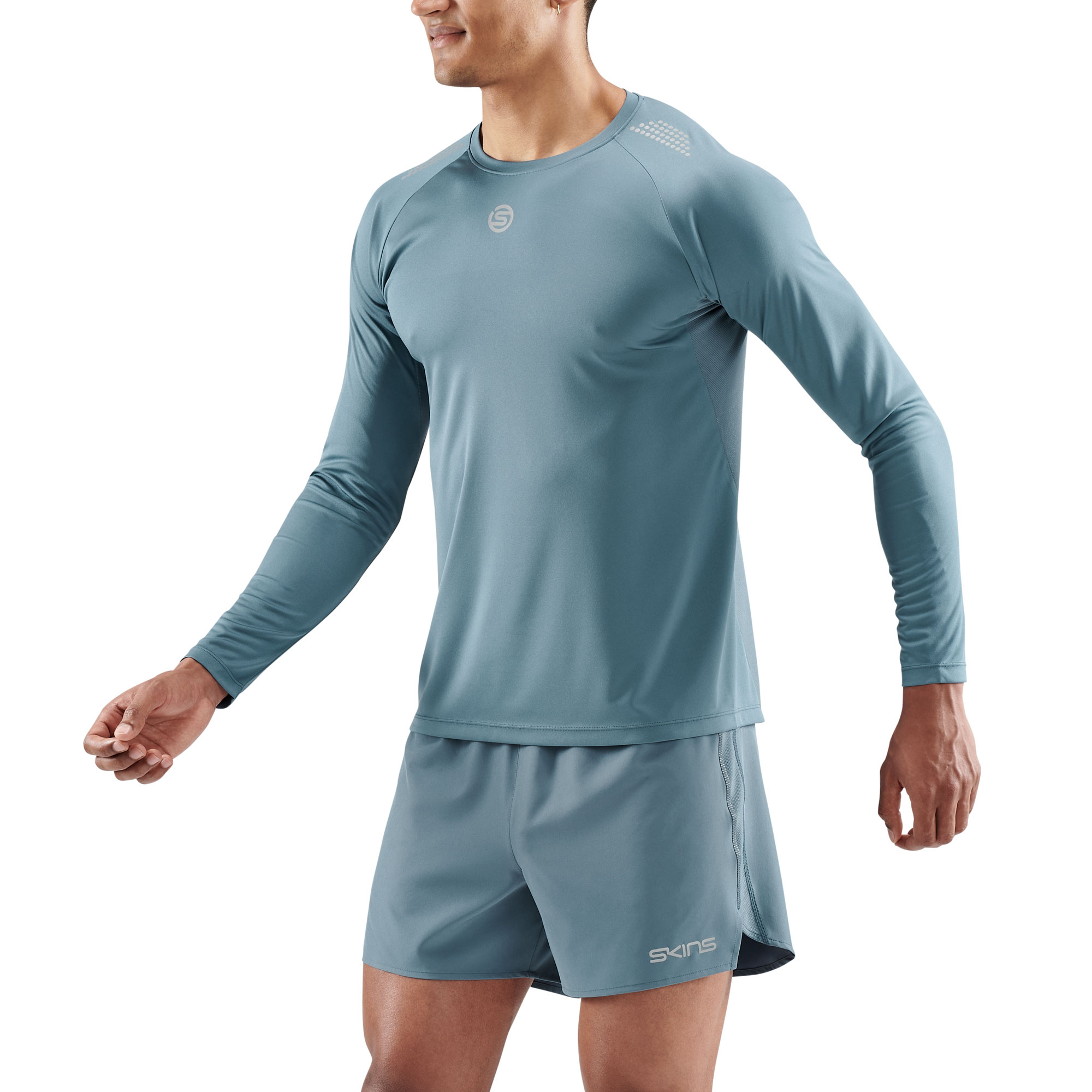 SKINS SERIES-3 MEN'S LONG SLEEVE TOP BLUE GREY - Image 3