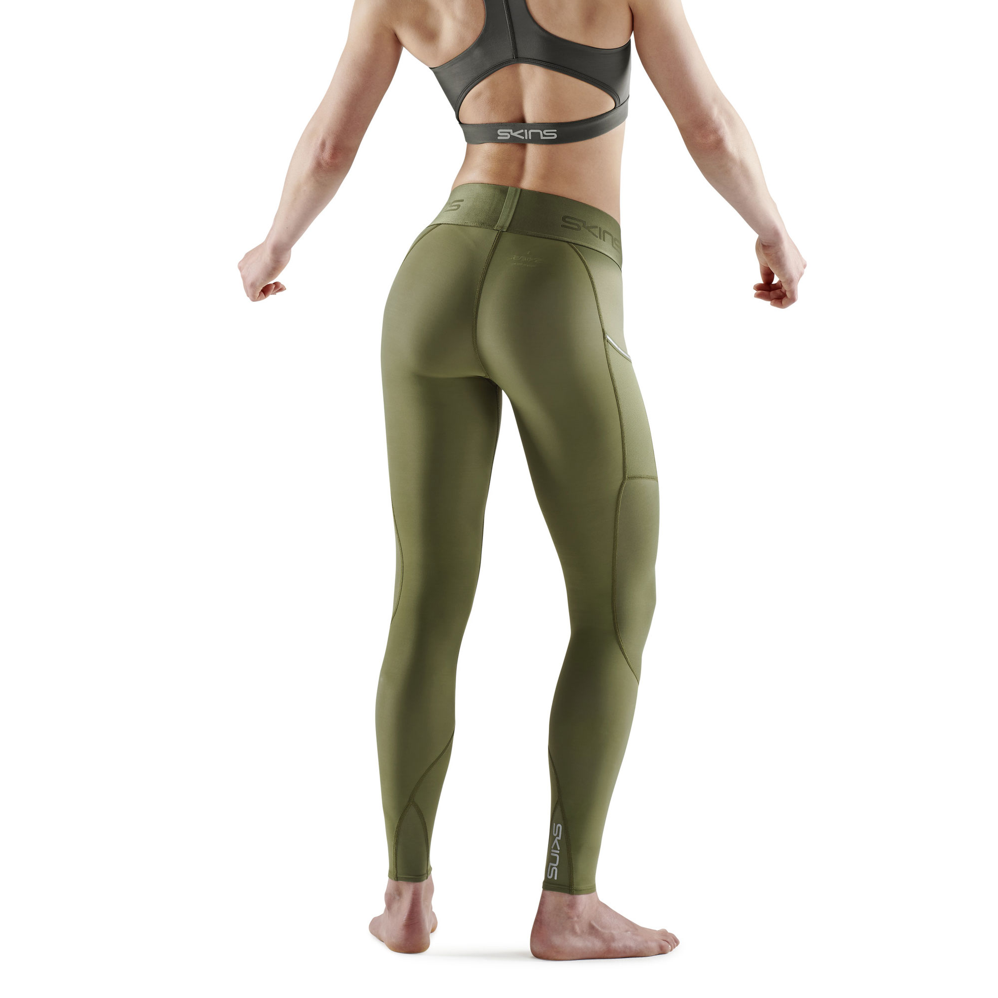 SKINS SERIES-3 WOMEN'S LONG TIGHTS PKT KHAKI - Image 2