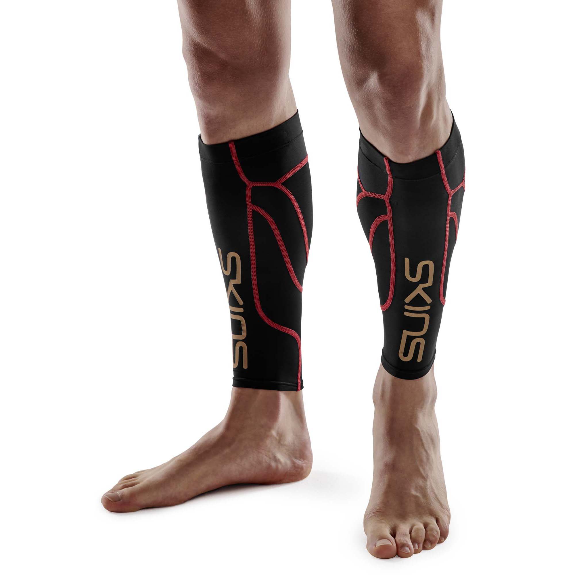 SKINS SERIES-5 Unisex 3D Calf Sleeves Black/Ruby Red - Image 3