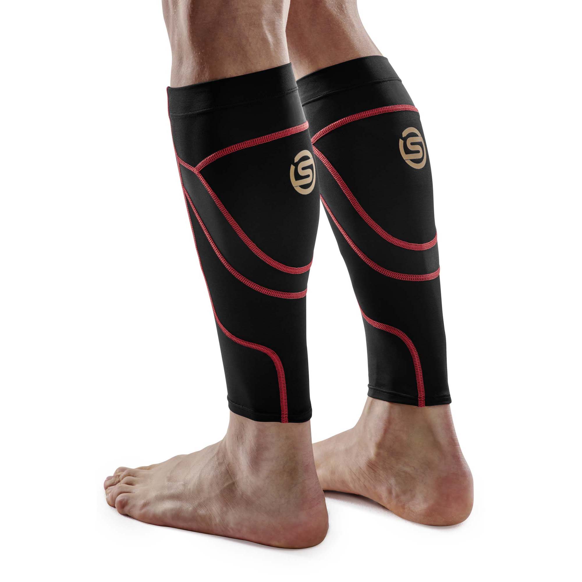 SKINS SERIES-5 Unisex 3D Calf Sleeves Black/Ruby Red - Image 4
