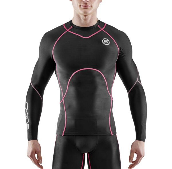 SKINS SERIES-3 Mens Top L/S Black/Warm Red