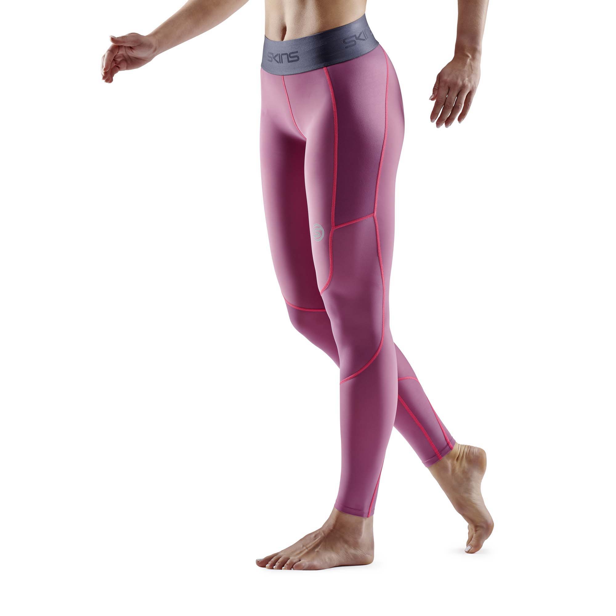 SKINS SERIES-3 Womens Long Tights PKT Wine Purple/Wine Purple - Image 2