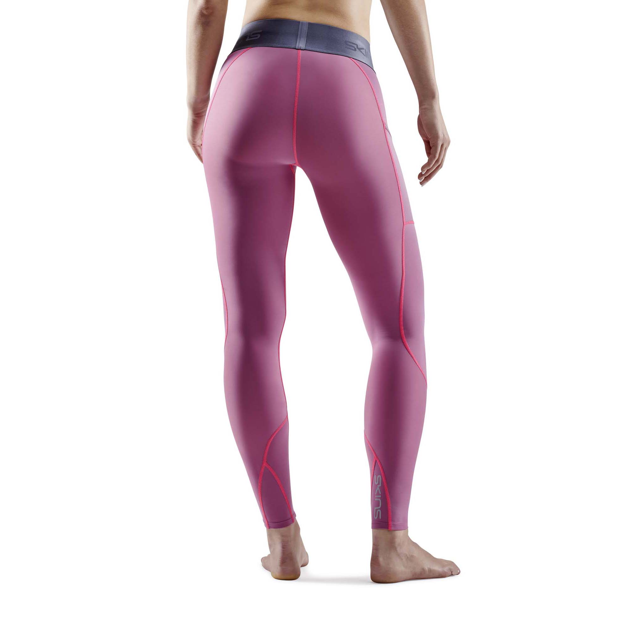 SKINS SERIES-3 Womens Long Tights PKT Wine Purple/Wine Purple - Image 4