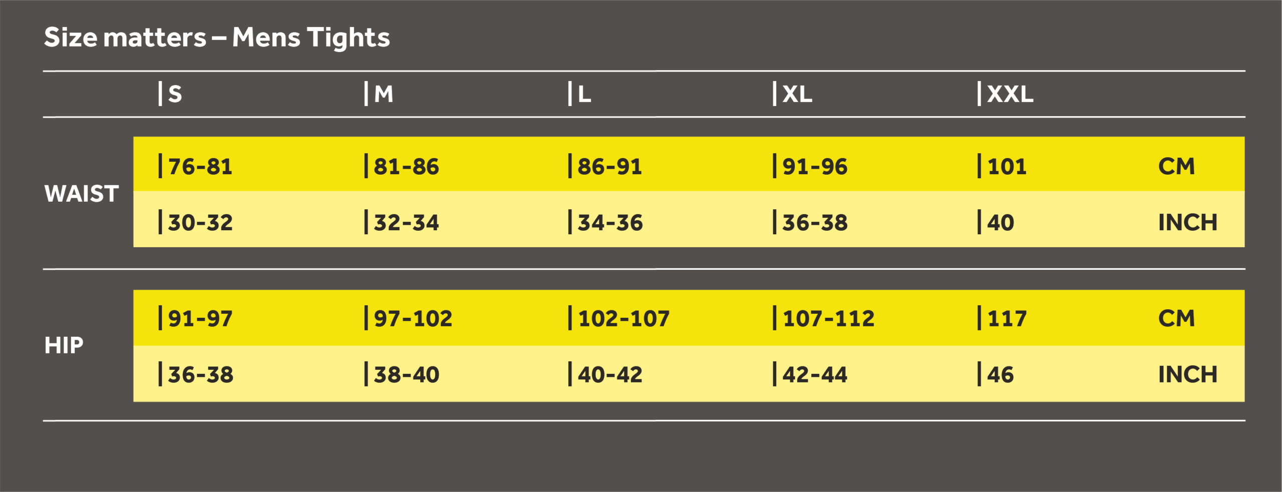 Mens Tights Size Chart Dark