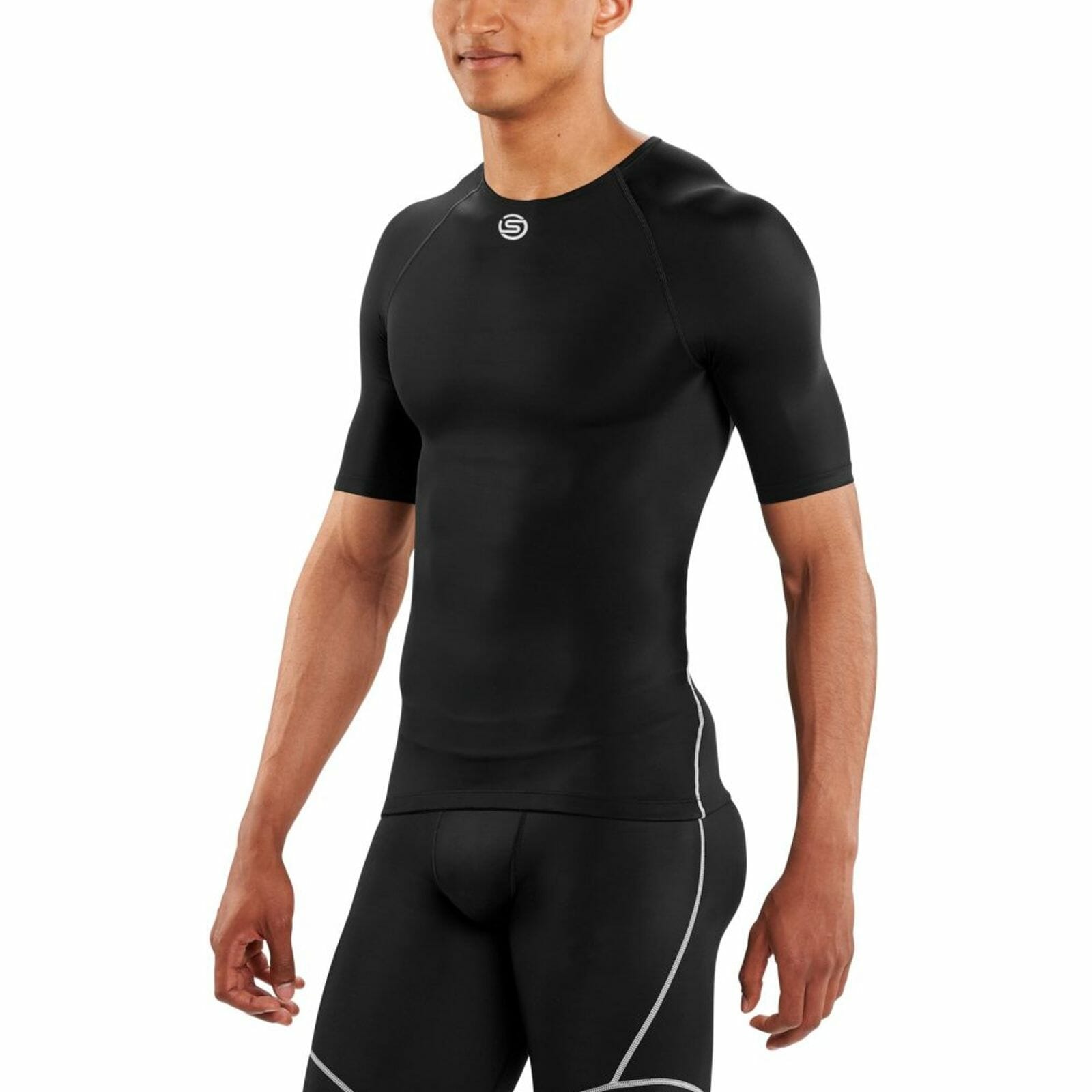 SKINS Men's Team Short Sleeve Top Black SKINS Compression New Zealand