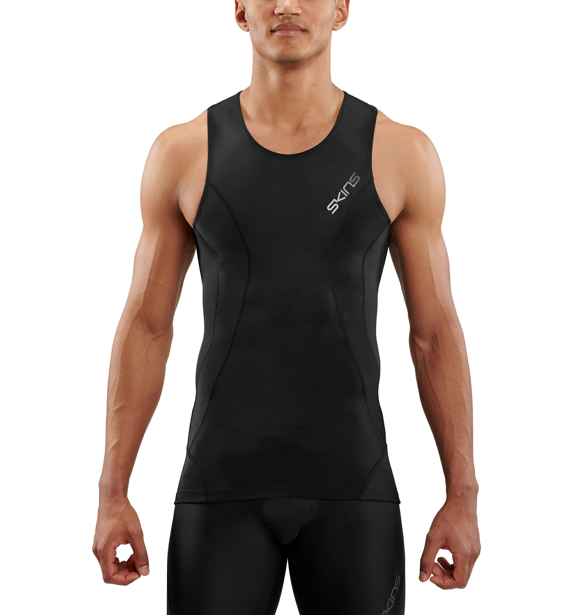 DNAmic Mens Sleeveless Top Black/Black SKINS Compression UK