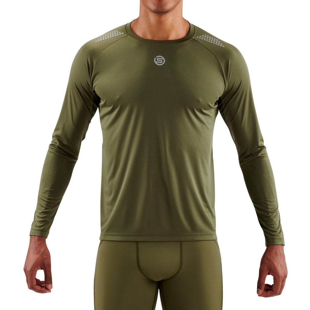 SKINS SERIES3 MEN'S LONG SLEEVE TOP KHAKI SKINS Compression UK