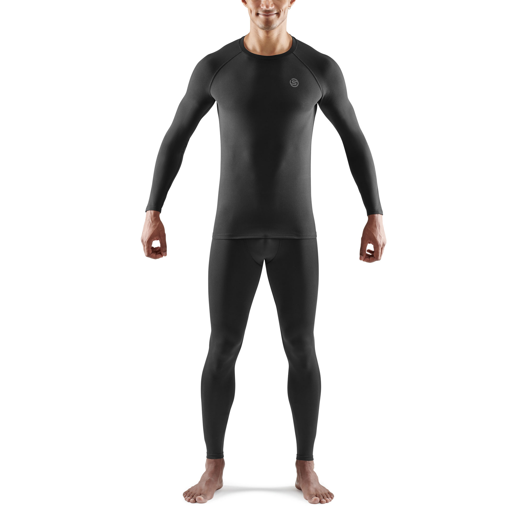 SKINS SERIES3 MEN'S SLEEPWEAR LONG SLEEVE TOP BLACK SKINS Compression UK