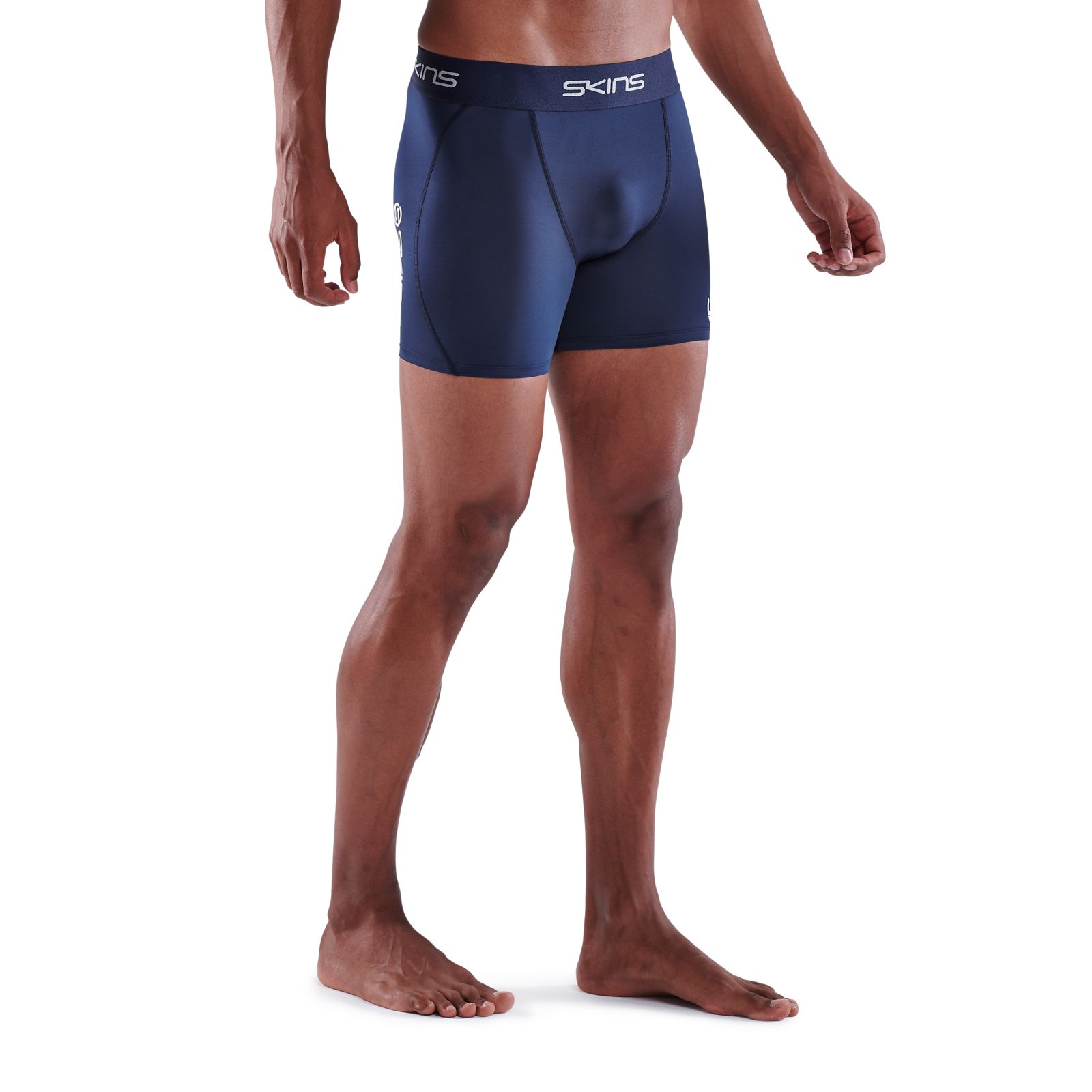 Skins Mens SKINS Activewear Nore 8" Shorts Pants Trousers Bottoms Navy Blue 